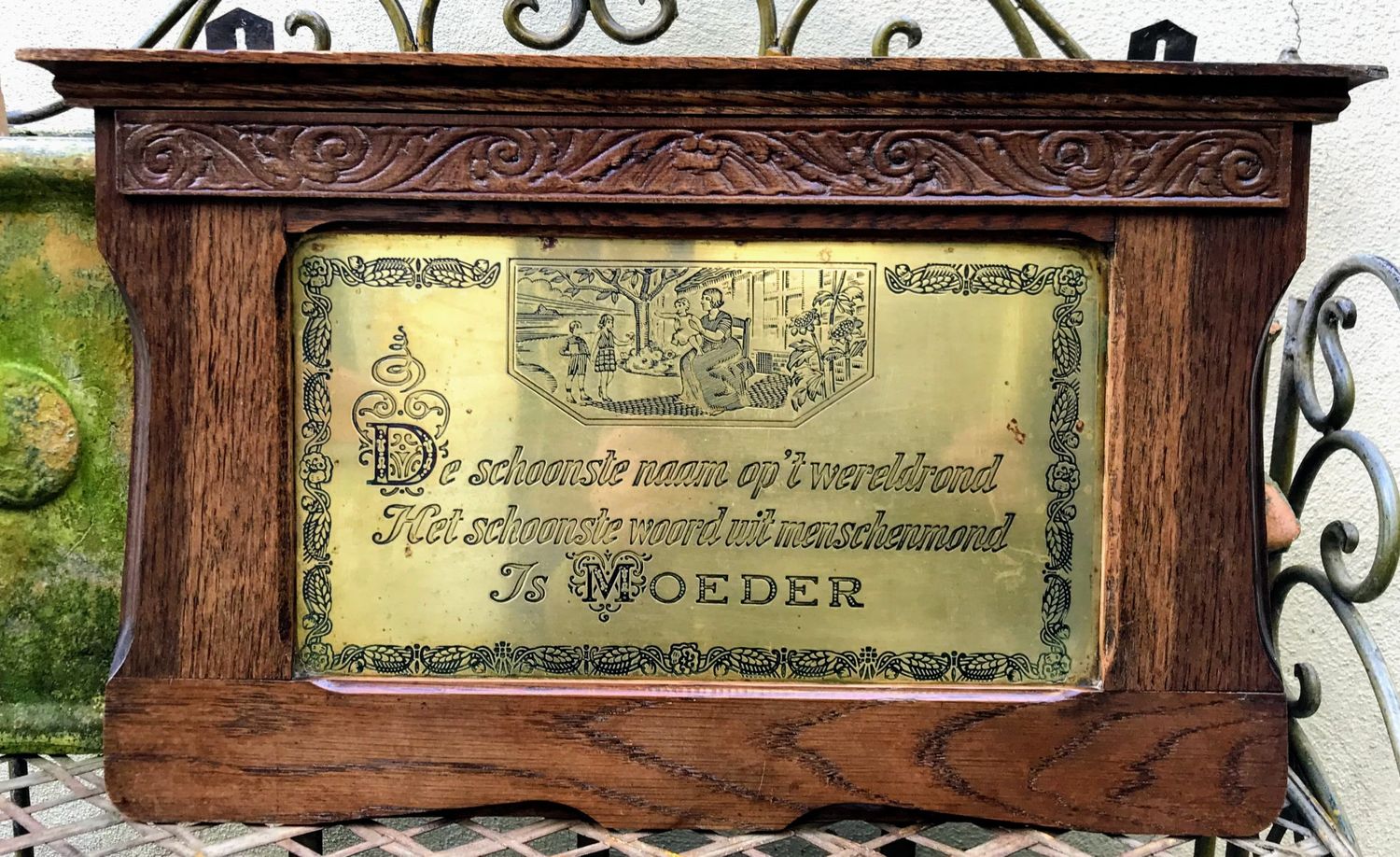 Antiek Spreukenkadertje "de mooiste naam is moeder"