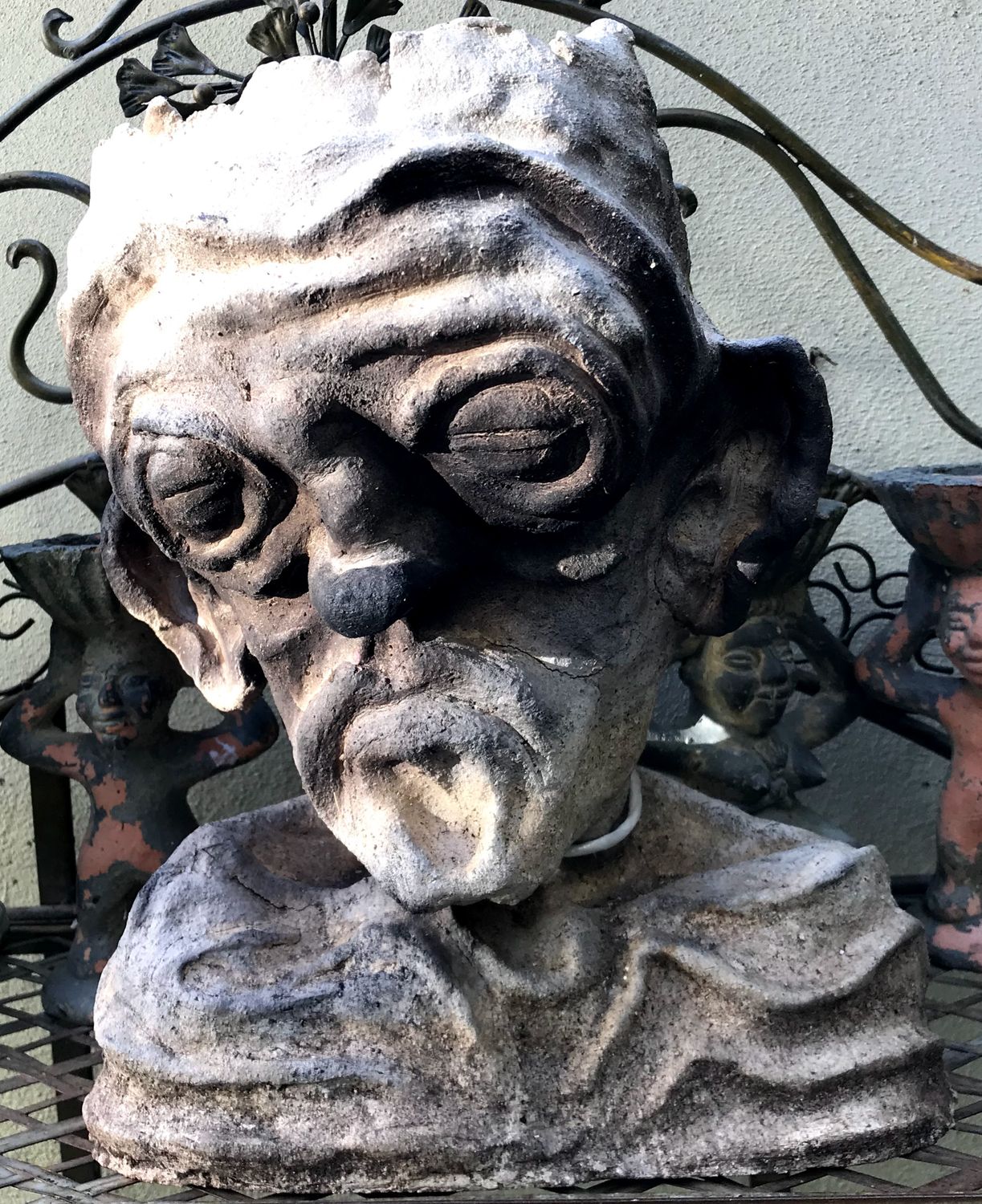 Kunstzinnig cement handgemaakte hoofdplanter Kunstzinnig cement handgemaakte hoofdplanter