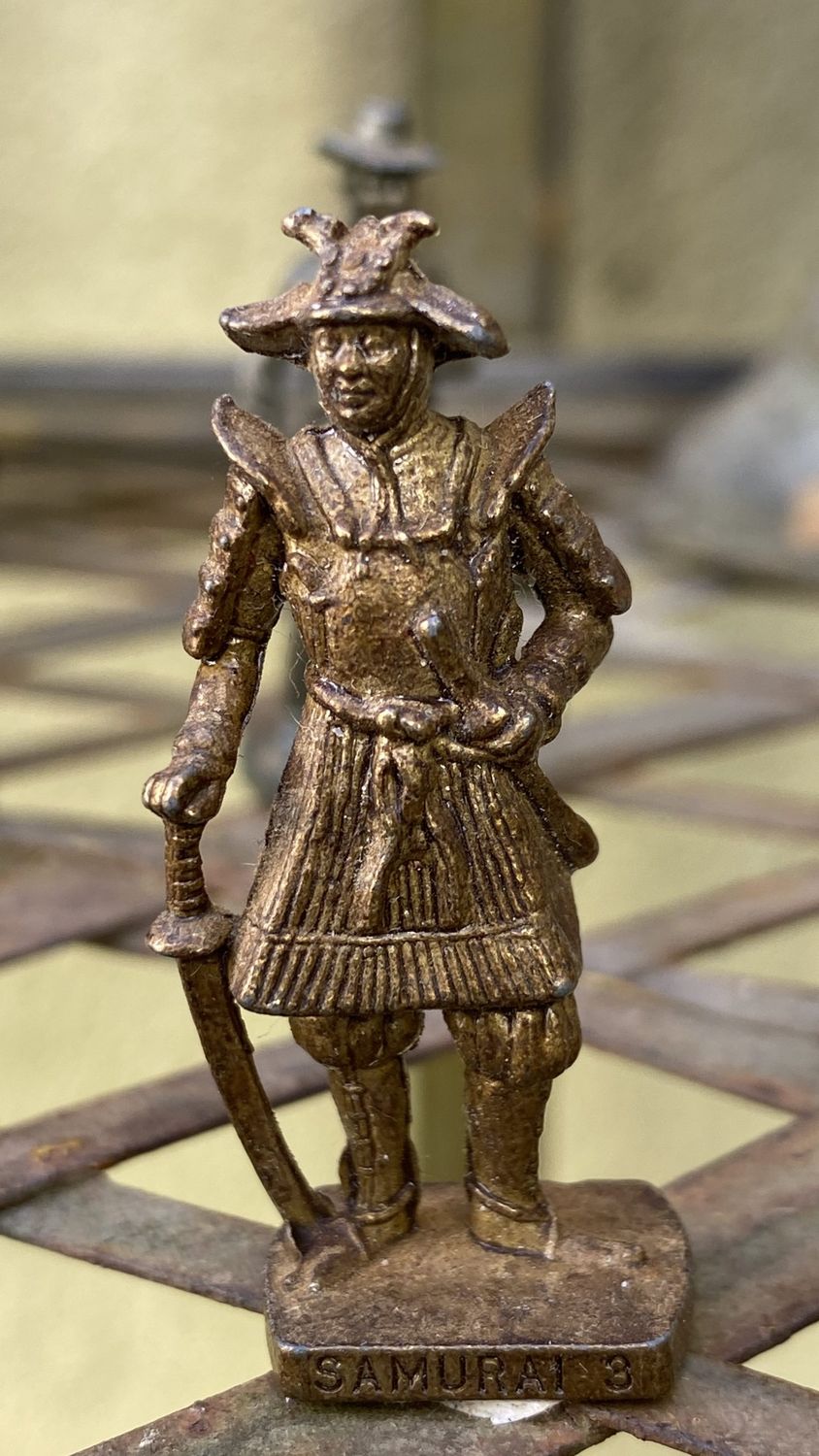 Vintage Ferrero-Kindersurprise-Samurai 3 Metalen figuurtje