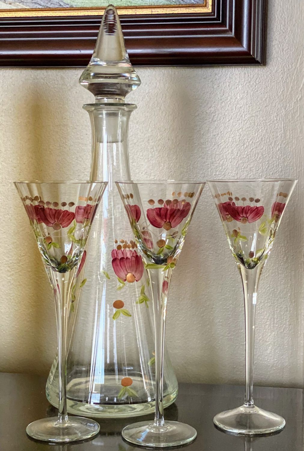 Elegant floraal gedecoreerd Likeurstel Laura Ashley Engeland jaren 60 Elegant floraal gedecoreerd Likeurstel Laura Ashley Engeland jaren 60