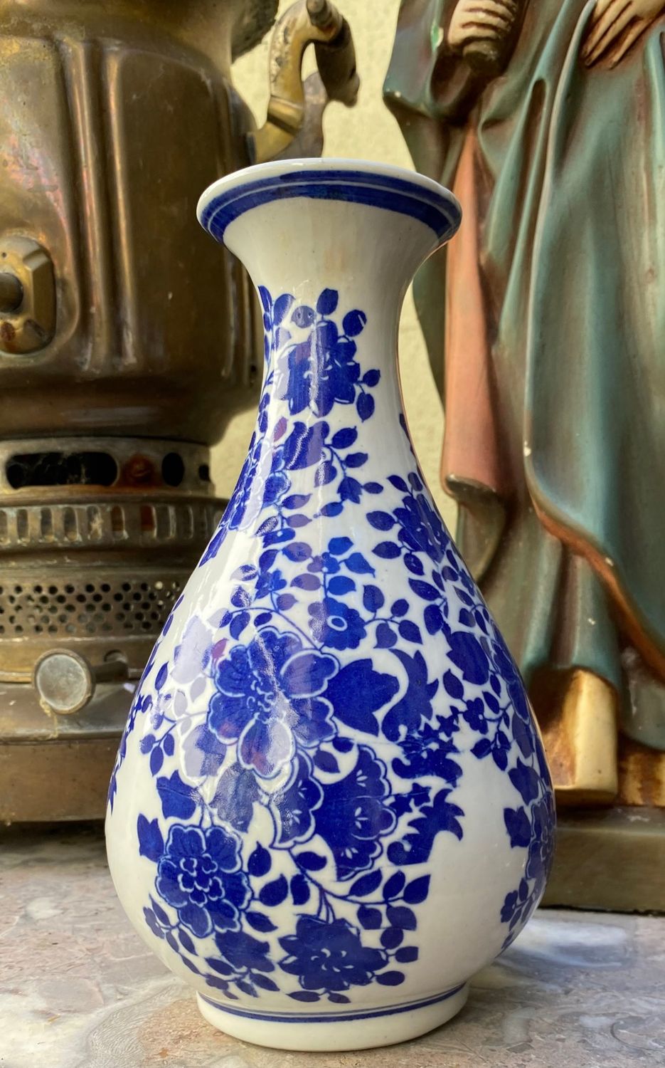 Mooi Peervormig Chinees Keramisch vaasje Blauw wit