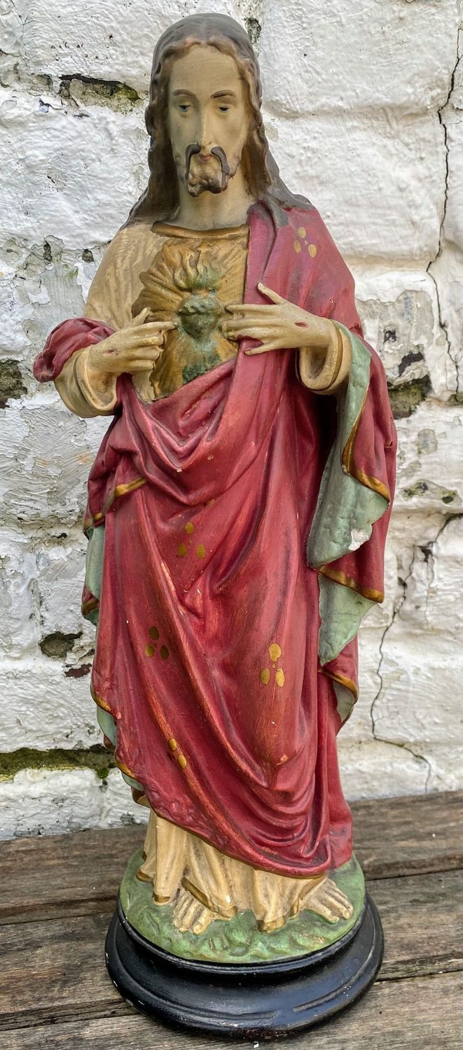 Decoratief gipsen beeld Jezus Heilig Hart Decoratief gipsen beeld Jezus Heilig Hart
