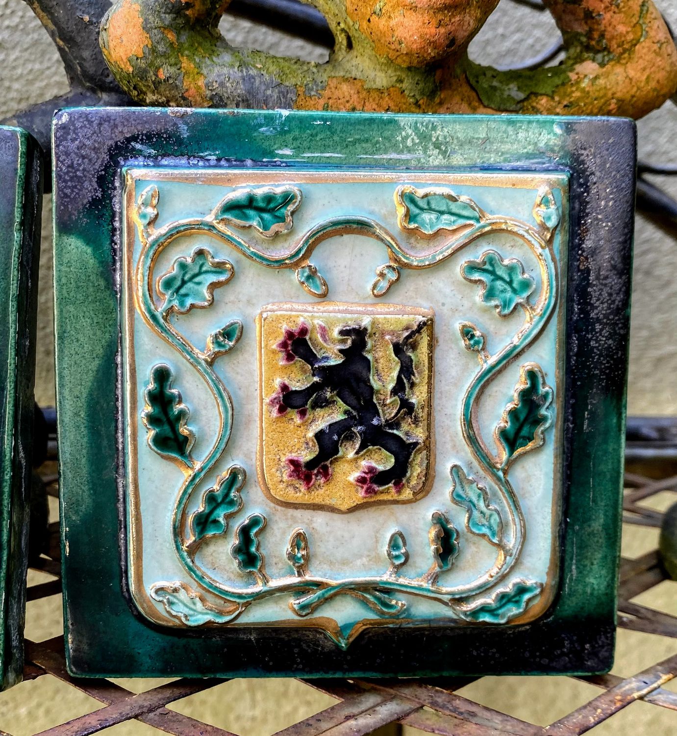 Heraldiek keramische tegel Wapenschild Vlaamse Leeuw van Ceramique Rigo