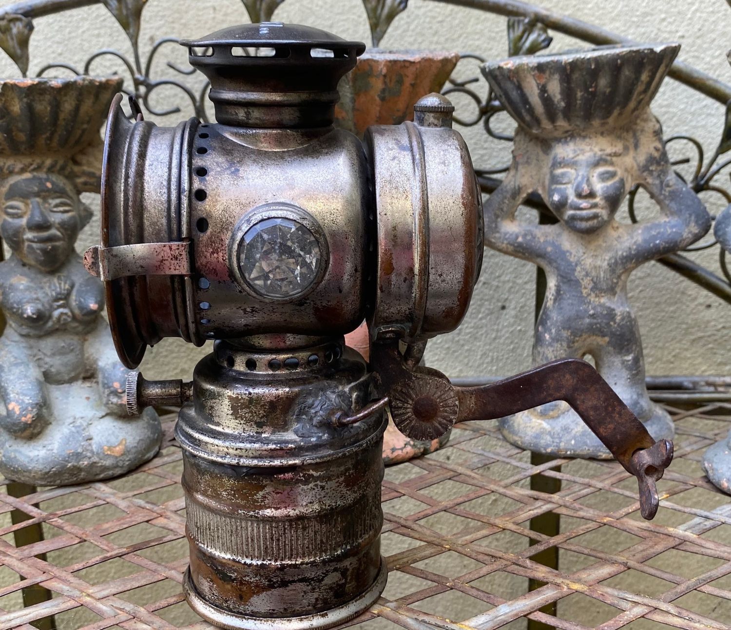 Antieke Carbuur Fietslamp EMPO