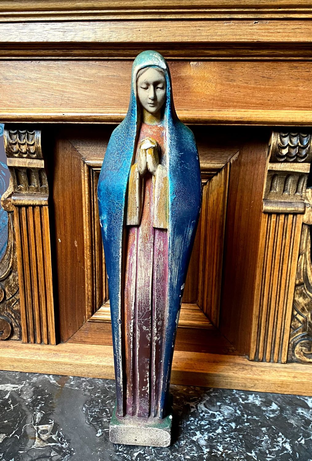 Devoot Mariabeeld gesigneerd Maria Caullet-Nantard