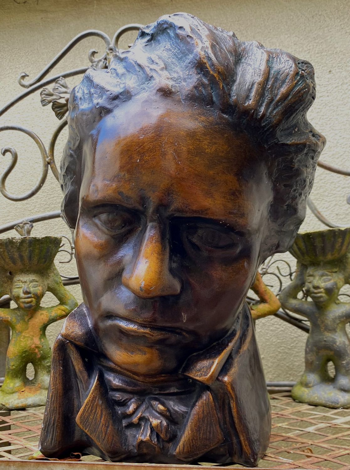 Prachtige in Faux brons gepatineerde Buste Ludwig Von Beethoven - Gips