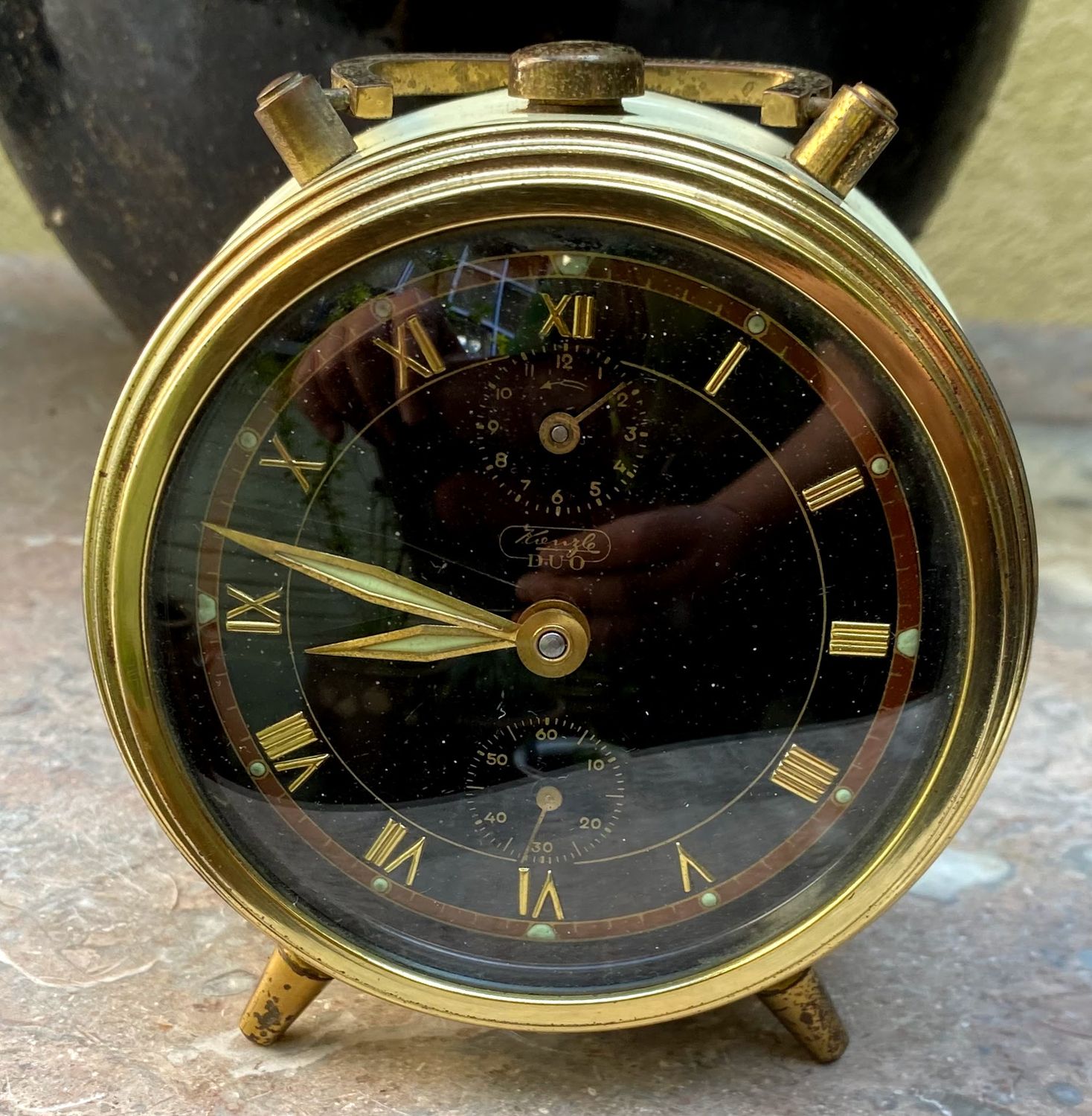 Prachtige witte Art-deco "Kienzle duo" alarmklok