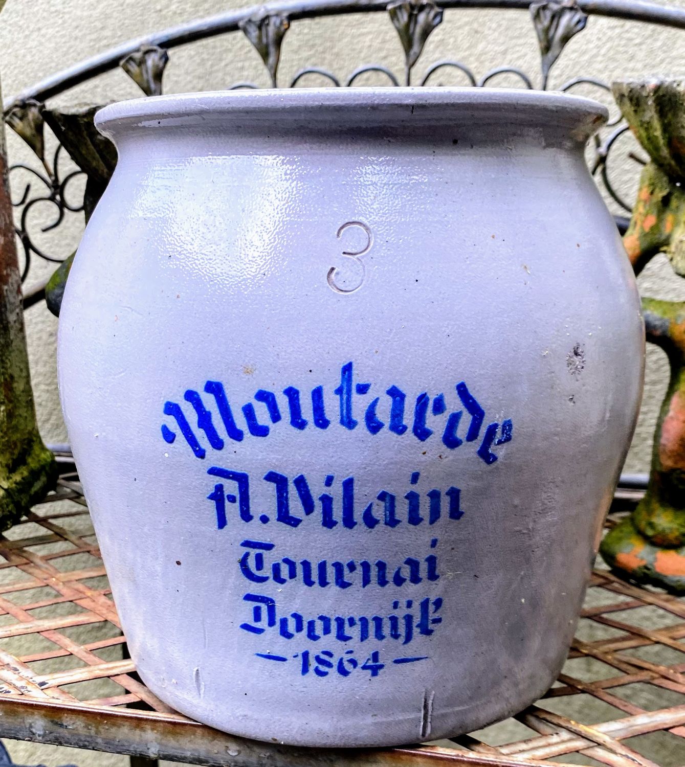 Antieke mosterdpot Moutarde A. Vilain Tournai
