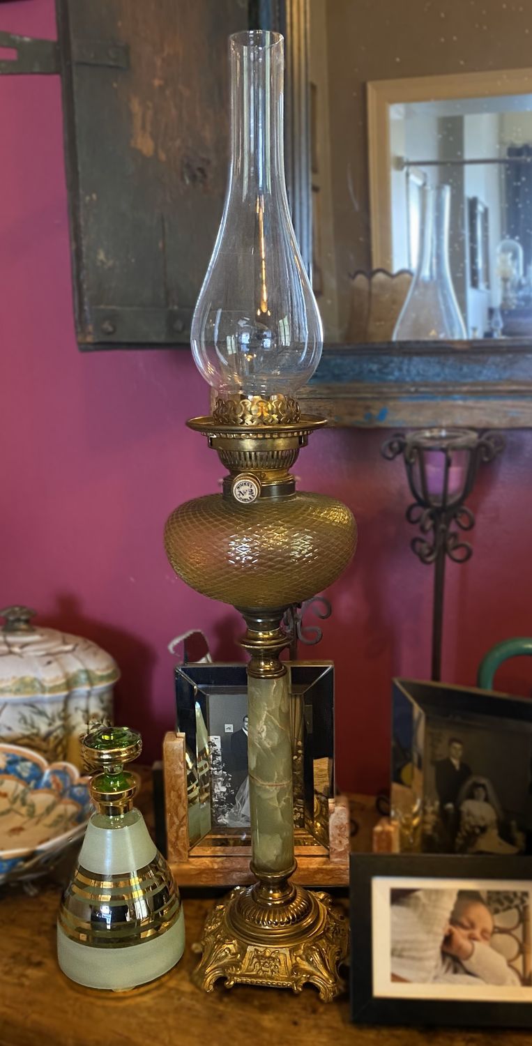 Antieke Victoriaanse olielamp Hinks no. 2 duplex – circa 1890