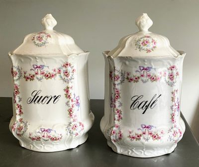 Antieke Franse voorraadpotten “Sucre” en “Café” – ca. begin 1900