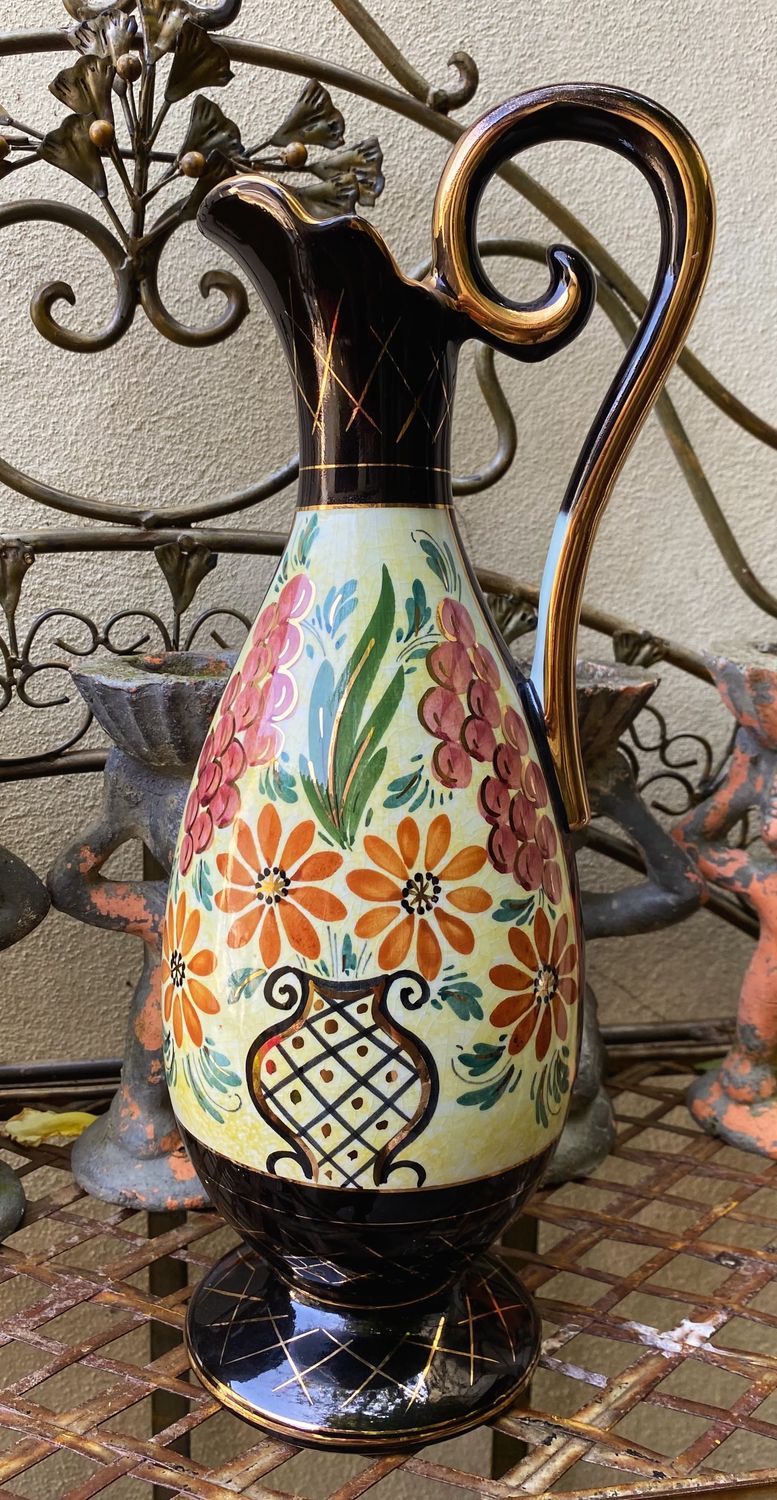 Zeldzame geglazuurde pitcher plateelbakkerij Tiko Gouda Holland ca. 1945–1950