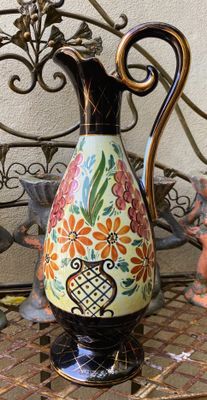 Zeldzame geglazuurde pitcher plateelbakkerij Tiko Gouda Holland ca. 1945–1950