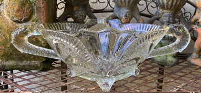 Prachtige glazen Art Deco fruitschaal Brockwitz - ontwerp Friedrich Scheiner ca. 1938–1940