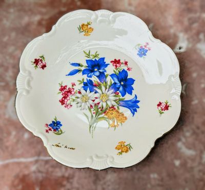 Prachtig porseleinen dessertbordje Cottier Frères Zwitserland – Floral Design 1923