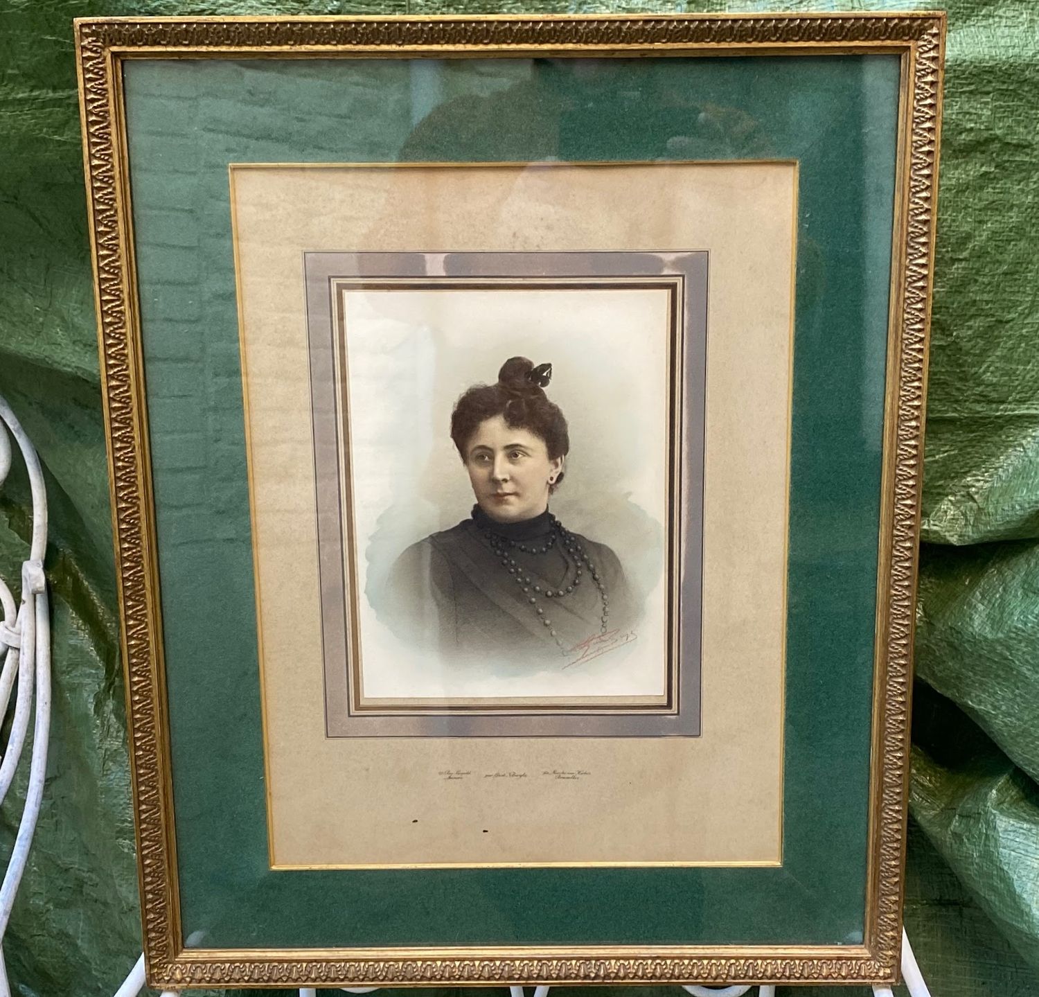 Antiek gesigneerde portret van een Burgerdame - kunstfotograaf Gustave Buyle, 1911