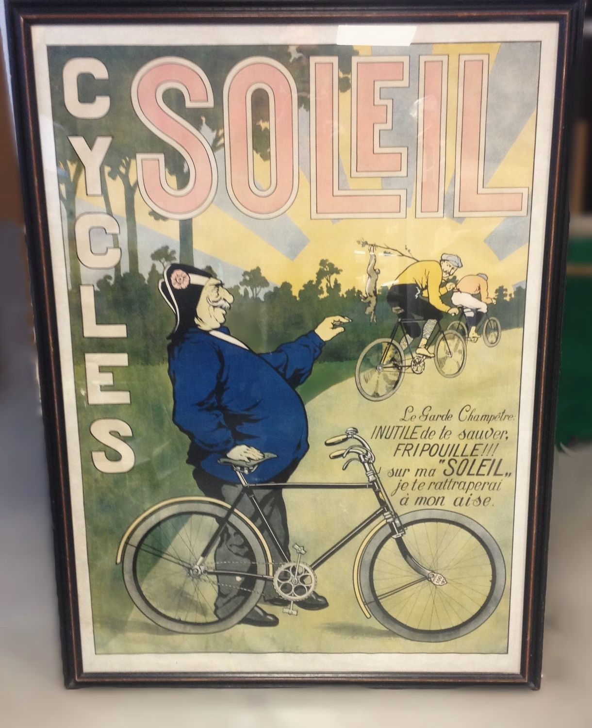 Grote antieke Belgische “Cycles Soleil” litho reclameposter – originele eerste druk Grote antieke Belgische “Cycles Soleil” litho reclameposter – originele eerste druk