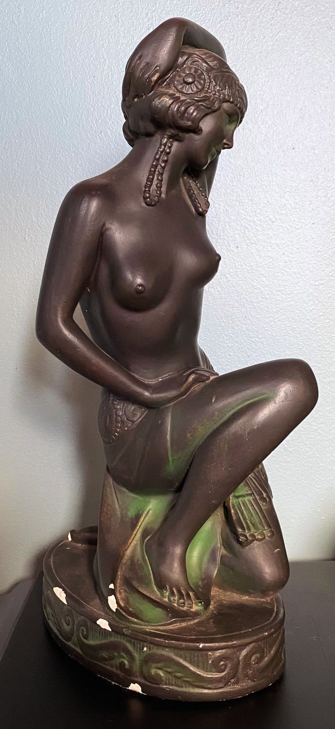 Prachtige gipsen replica sculptuur ‘Oriëntaalse danseres’ in Art deco stijl – naar Italiaanse beeldhouwer Giuseppe Bessi -  Ca. 1930–1940