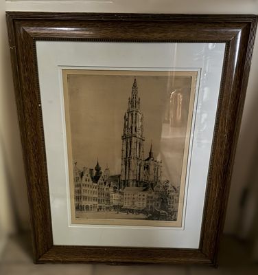 Ets Kathedraal en Brabofontein Antwerpen – Romain Malfliet (2/100, ca. 20e eeuw) Ets Kathedraal en Brabofontein Antwerpen – Romain Malfliet (2/100, ca. 20e eeuw)