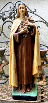 Vintage gipsen beeld Sint-Theresia van Lisieux ca. 1890 Vintage gipsen beeld Sint-Theresia van Lisieux ca. 1890