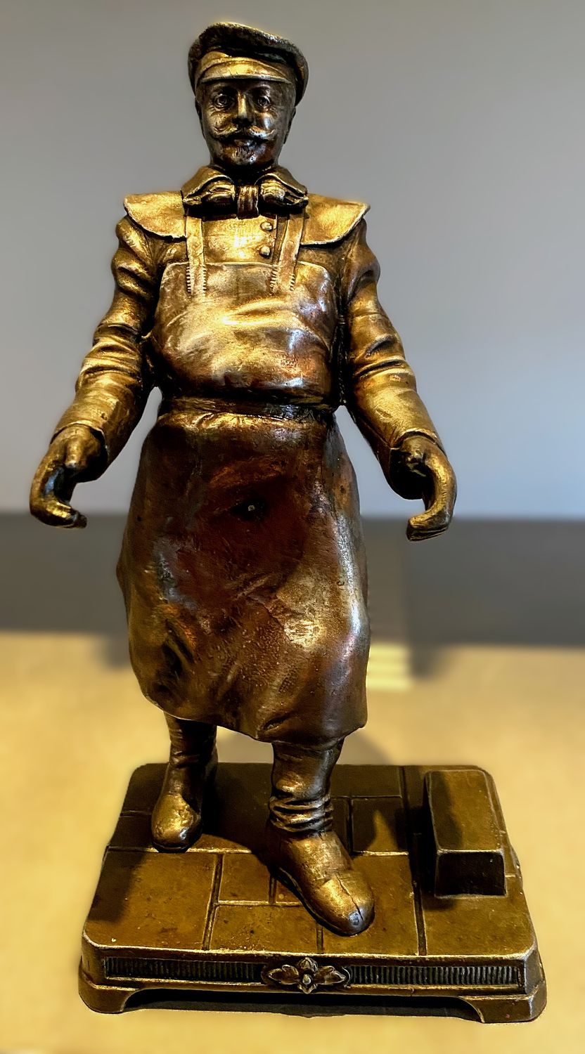 Art‑Deco coupe cigare met arbeidersfiguur D.K.E. Kunstschutz – 1930