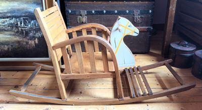 Exclusief Vintage Torck Houten Schommelpaard – Gemarkeerde Design Kinderstoel 1950