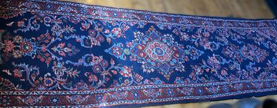 Vintage Perzische Hamadan Loper met Origineel Echtheidsetiket – ca. 1960
