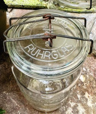 Vintage Duitse Rillenglas - Ruhrglas voorraadpotten – ca. 1950