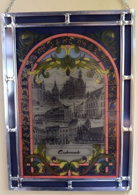 Uniek en gecertificeerd Decor Art Glas-in-Lood Paneel Oudenaarde – ca. 1980-2000