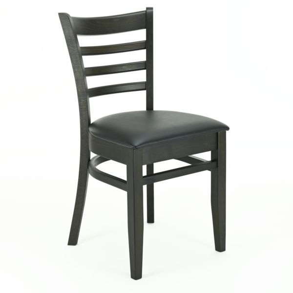 Bistrostuhl Billy | schwarz | gepolsterter Holzstuhl mit Streben