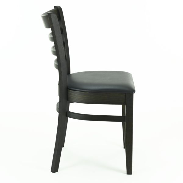 Bistrostuhl Billy | schwarz | gepolsterter Holzstuhl mit Streben