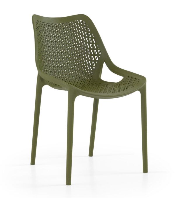 Terrassenstuhl Bolero stapelbar Kunststoff Gastro Gartenstuhl – Olivgrün Café Stuhl