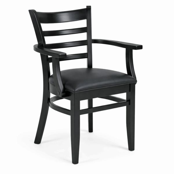 Bistrostuhl Billy mit Armlehnen | gepolsterter Holzstuhl mit Streben