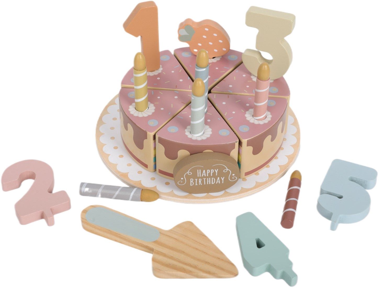 Houten verjaardagstaart speelgoed