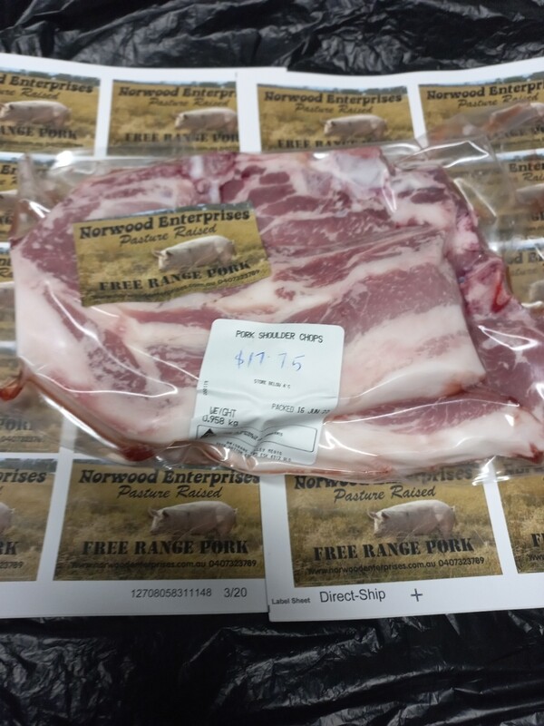 Free range pork BBQ chops 0.956GM