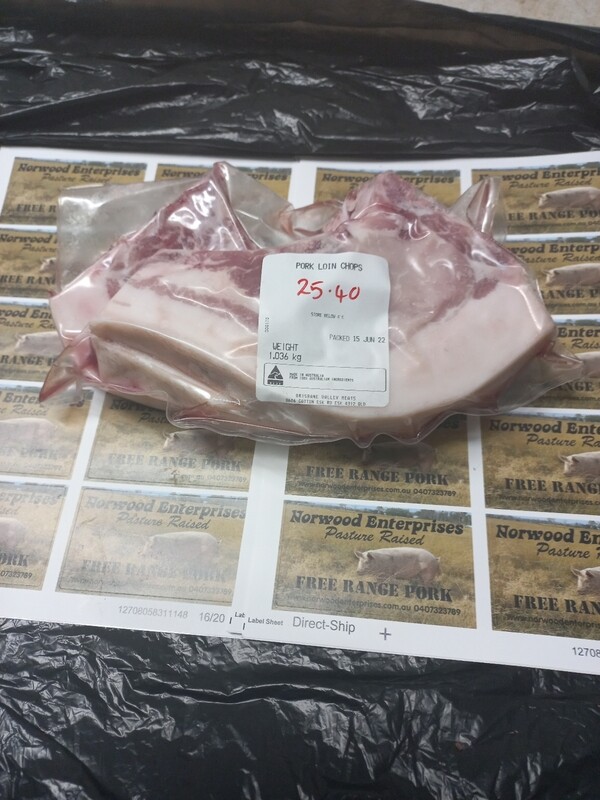 Free range pork leg chops 1.070 kg