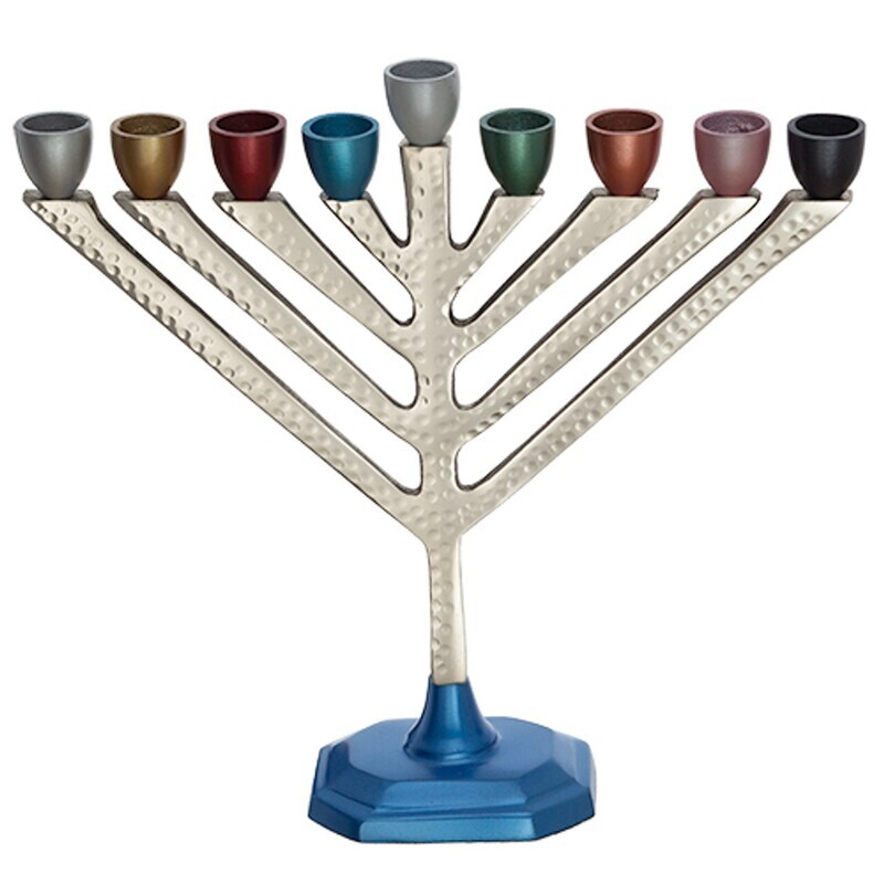 Hammered Aluminium Menorah