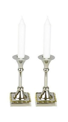 Shabbat Candle Holders with Gold Borders