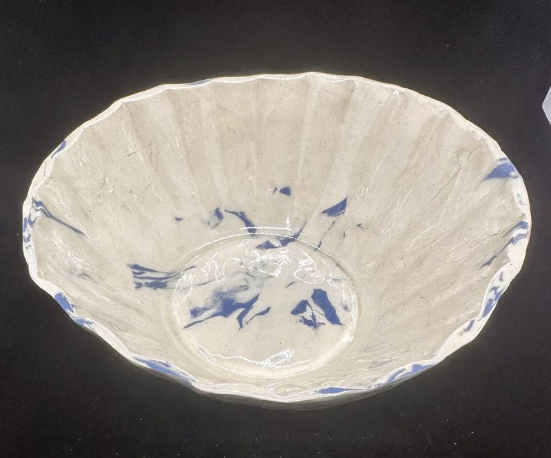 Fluted Bowl, Blue/White