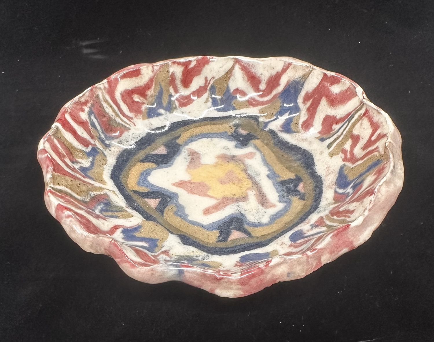 Fluted Dish, Nerikome Multicolor, 6 1/2 inch diameter