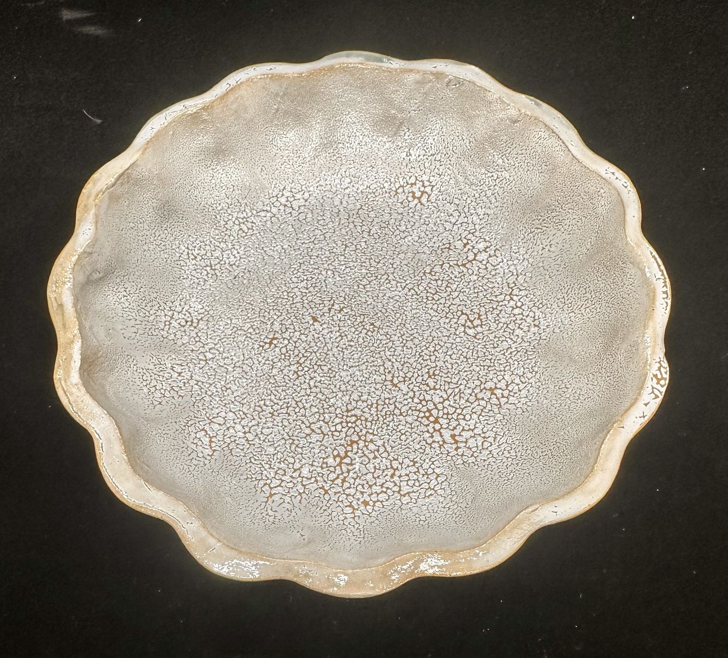 Fluted Dish, Nerikome Blue Moon, 6 1/2 inch diameter