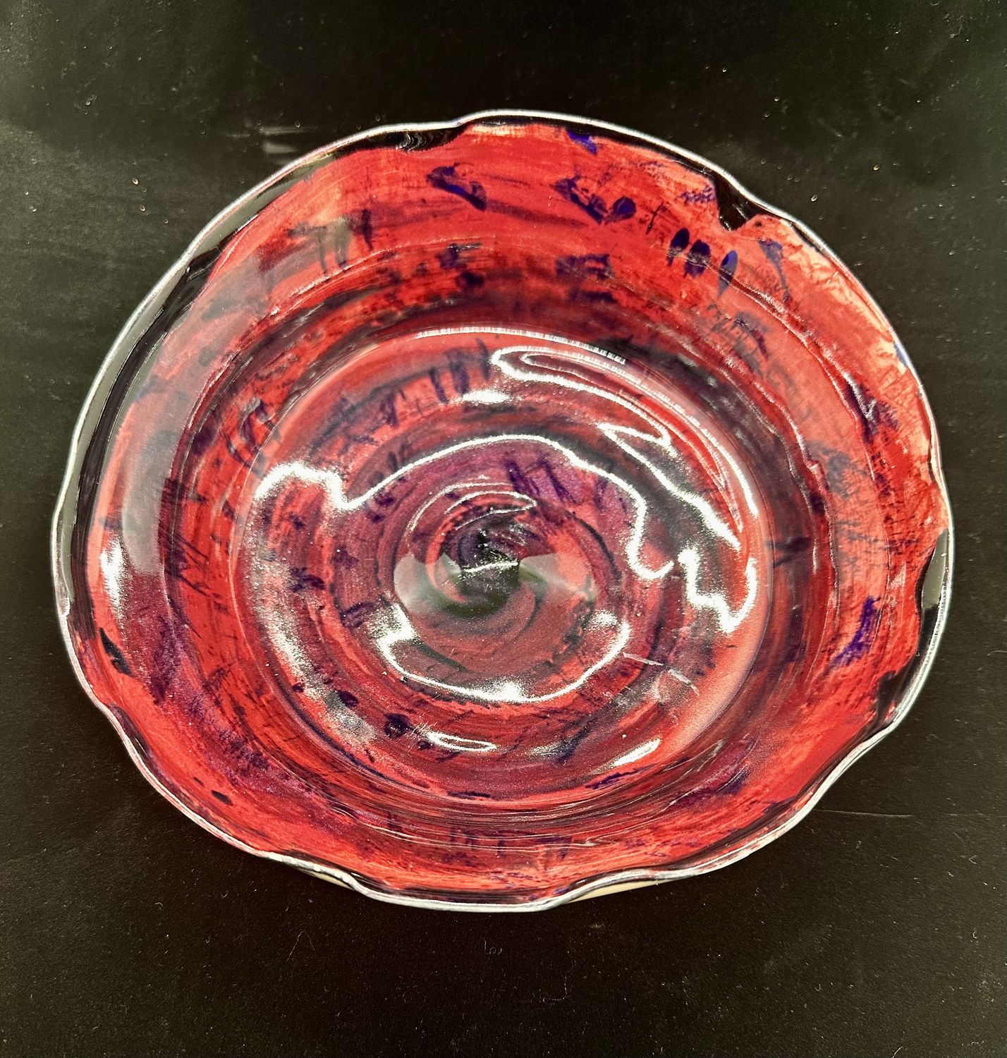 Red patterned bowl