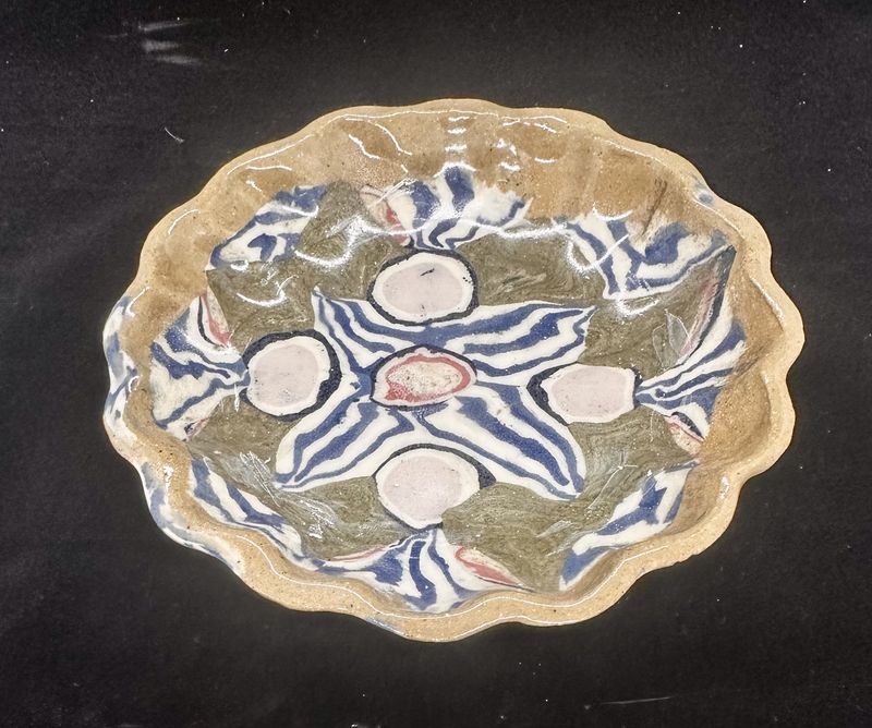 Fluted Dish, Nerikome Blue