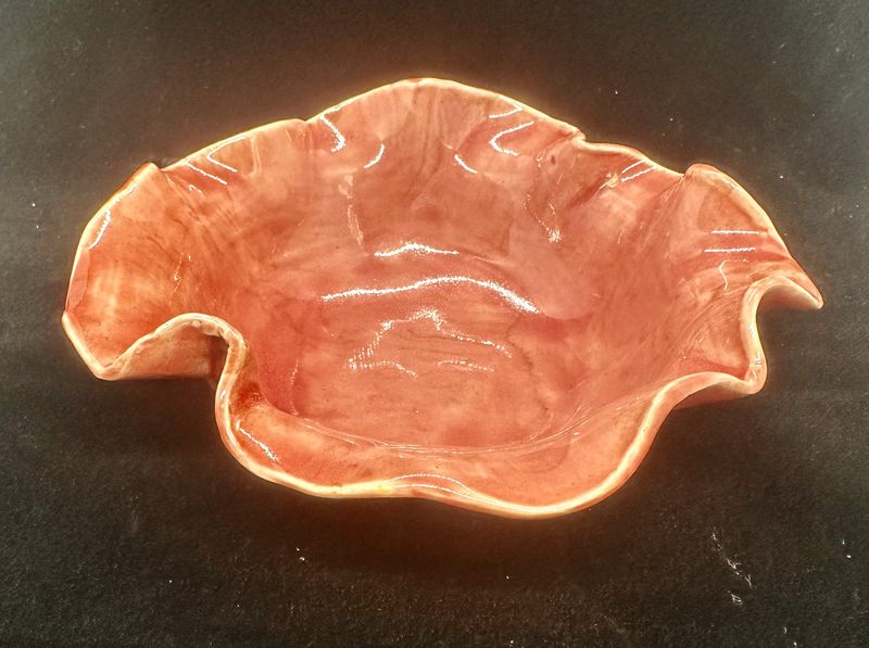 Salmon colored ribbon bowl
