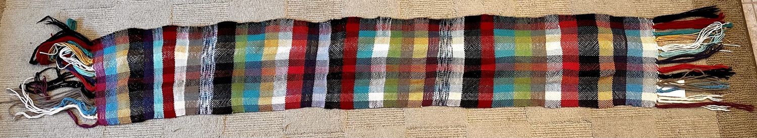 Long multicolor checked scarf