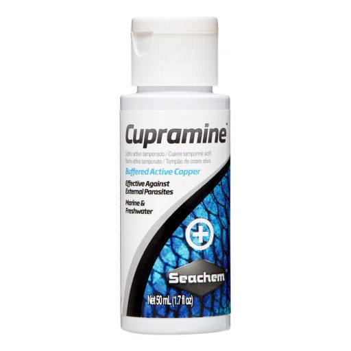 Seachem Cupramine Buffered Active Copper Fish &amp; Aquatic Life Marine &amp; Freshwater Treatment  1.2 Oz