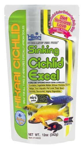 Hikari USA Cichlid Excel Sinking Pellets Fish Food  3.5 oz  Mini