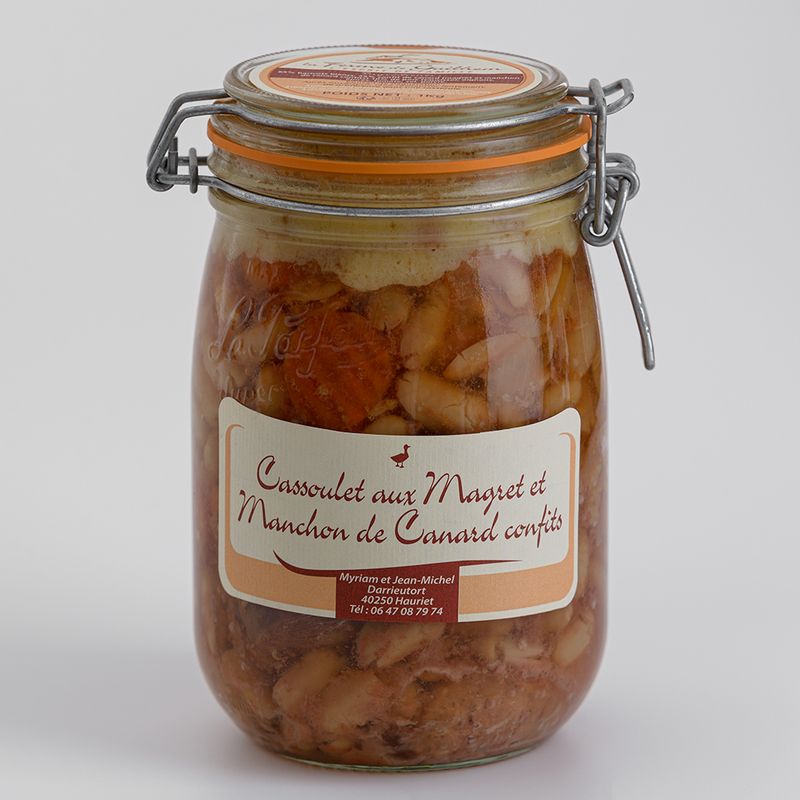 Cassoulet aux magrets et manchons de canard confits - Bocal de 1000g