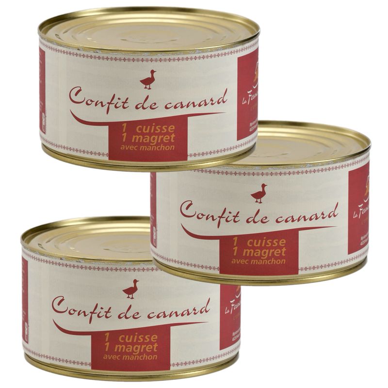 Lot de 3 boîtes confit "1/2 canard 1000g"