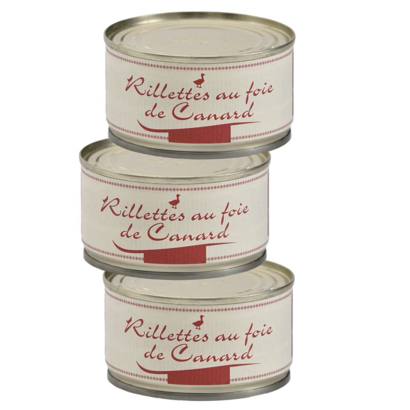 Lot de 3 boîtes de rillettes au foie gras