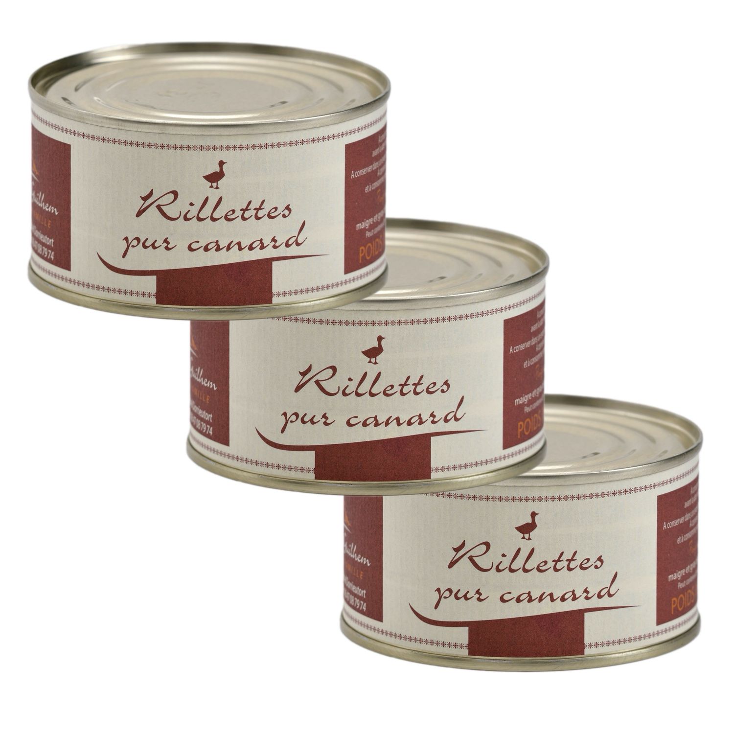 Lot de 3 boîtes de rillettes pur canard